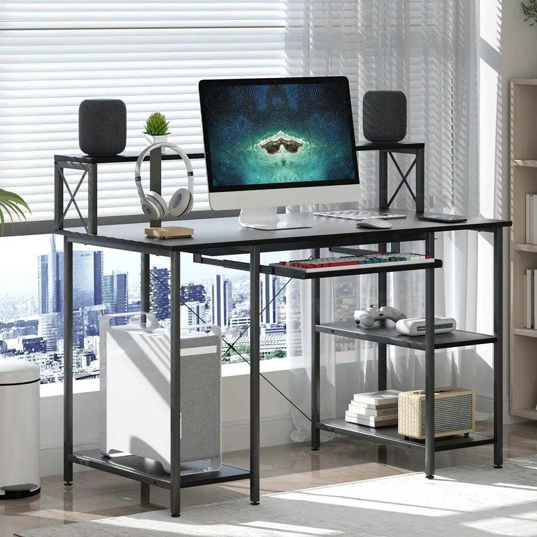 Levede Computer Desk Home Office Study Table Monitor Stand Keyboard Tray Black