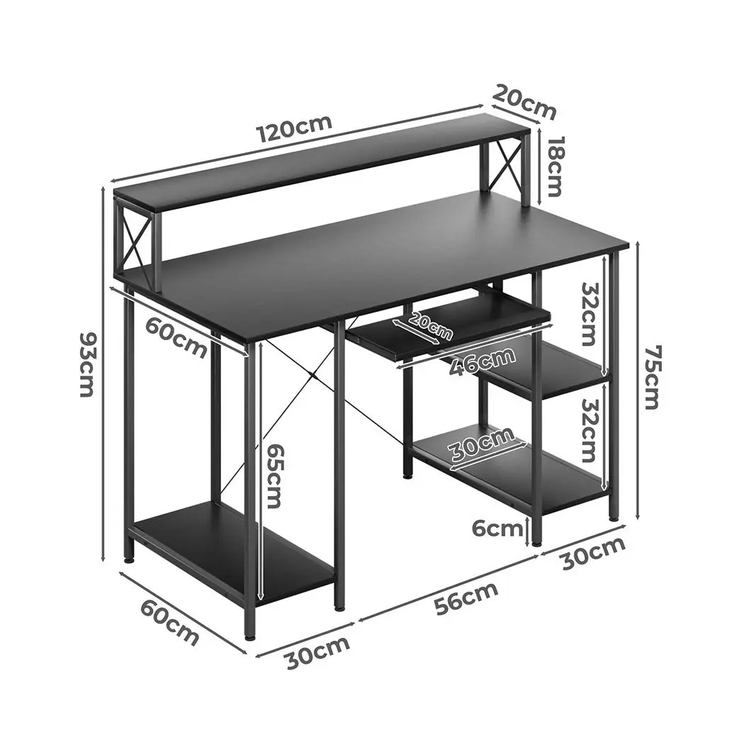 Levede Computer Desk Home Office Study Table Monitor Stand Keyboard Tray Black