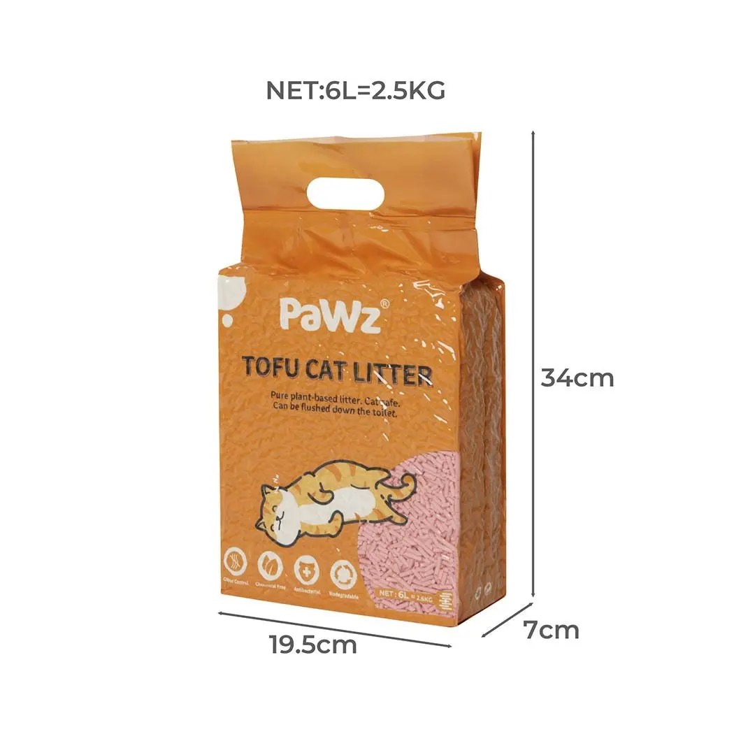 Pawz 2.5kg Tofu Cat Litter Clumping Flushable Super Absorben Watermelon x12