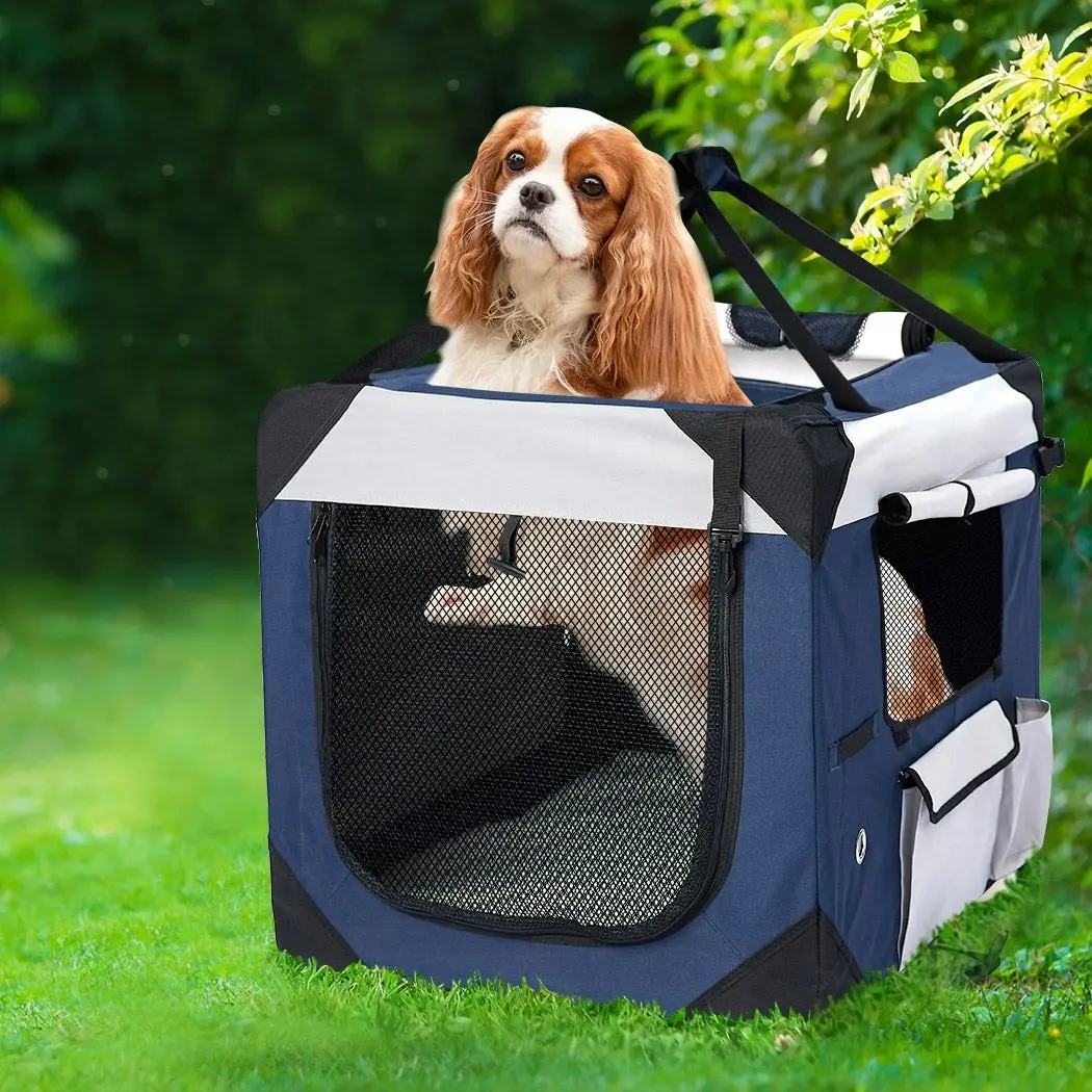 Pawz Pet Soft Crate Dog Cat Travel Carrier Puppy Kennel Folding Portable Blue XL