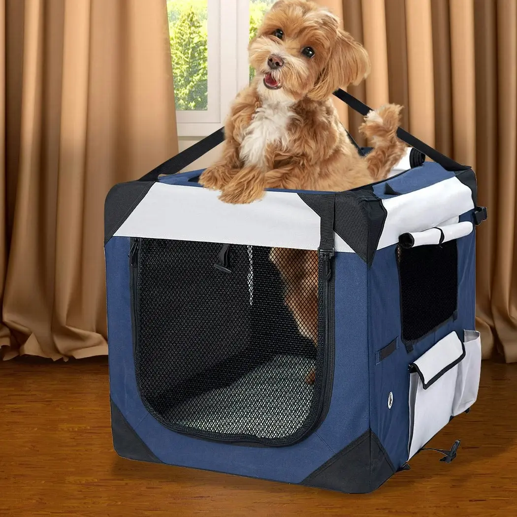 Pawz Pet Soft Crate Dog Cat Travel Carrier Puppy Kennel Folding Portable Blue M