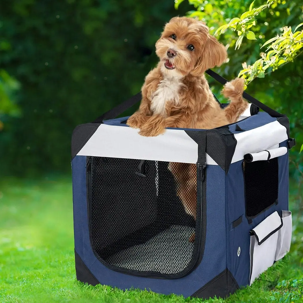 Pawz Pet Soft Crate Dog Cat Travel Carrier Puppy Kennel Folding Portable Blue M