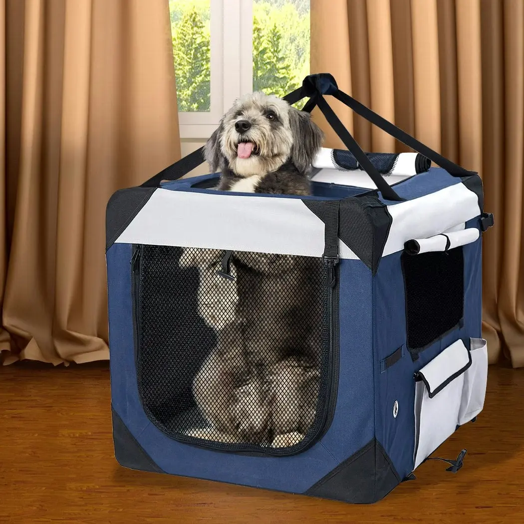 Pawz Pet Soft Crate Dog Cat Travel Carrier Puppy Kennel Folding Portable Blue L