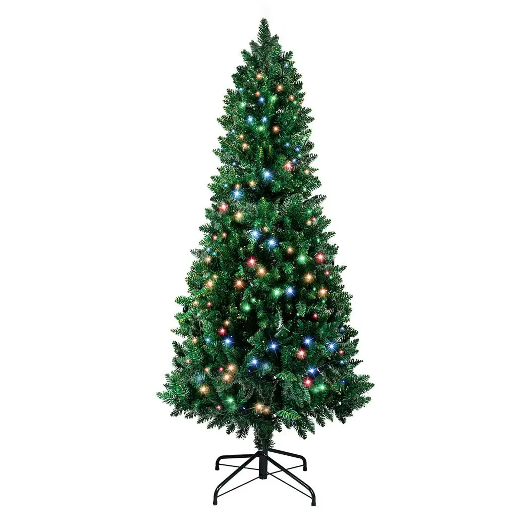 Santaco 2.1M Pencil Slim Christmas Tree Prelit Xmas Dceor Led Light 8 Flash Mode