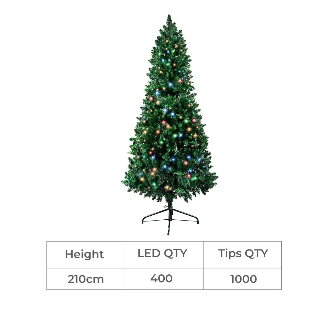 Santaco 2.1M Pencil Slim Christmas Tree Prelit Xmas Dceor Led Light 8 Flash Mode