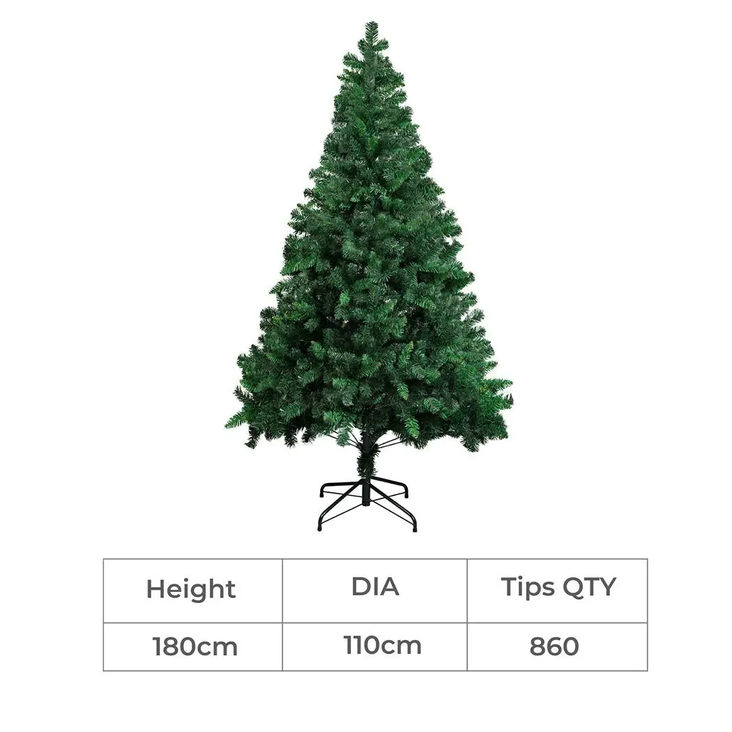 Santaco Artificial Christmas Tree 1.8M Xmas Decoration 860 Lush Tips Metal Stand