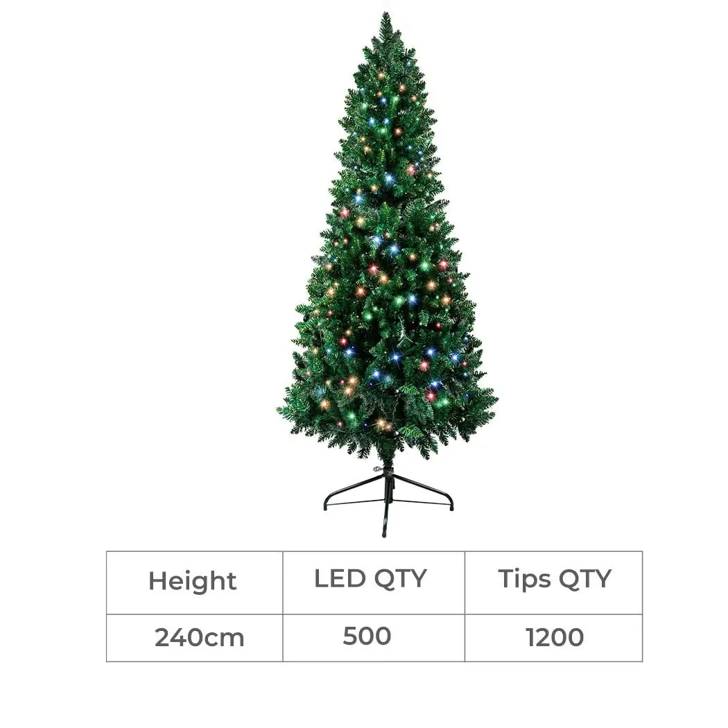 Santaco 2.4M Pencil Slim LED Christmas Tree Prelit Xmas Dceor 8 Lighting Mode