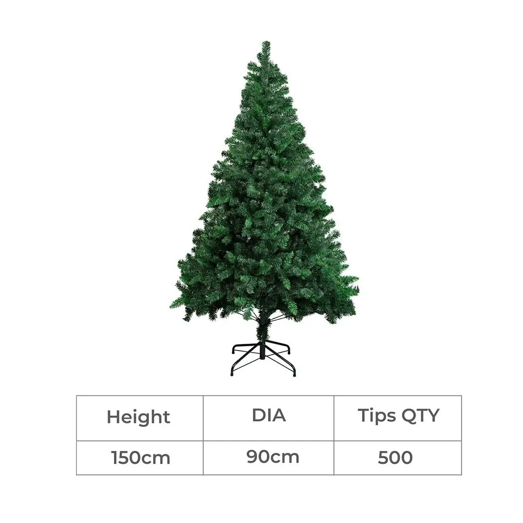 Santaco 1.5M Artificial Christmas Tree Xmas Decoration 500 Lush Tips Metal Stand