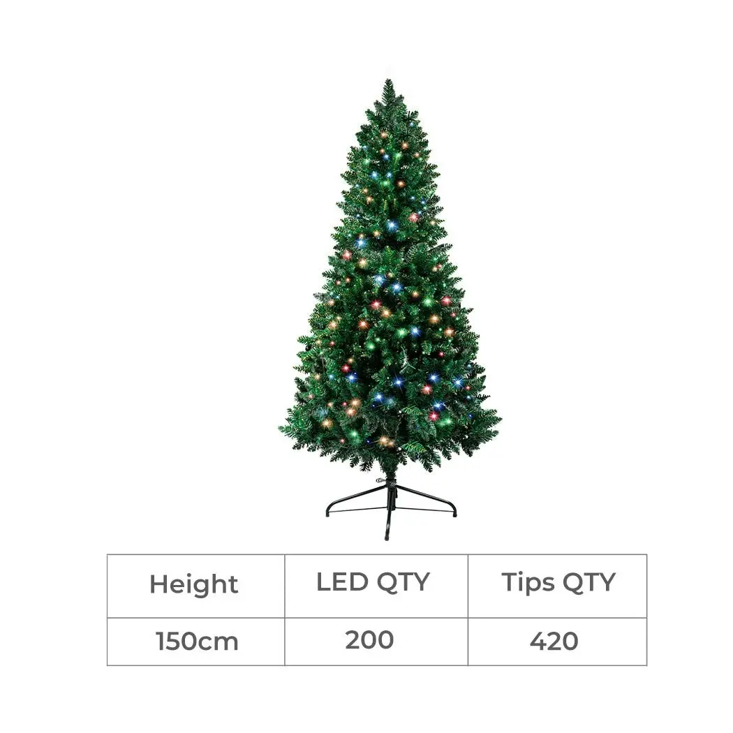 Santaco LED Pencil Christmas Tree Prelit Slim 1.5M Xmas Decor 8 Lighting Mode