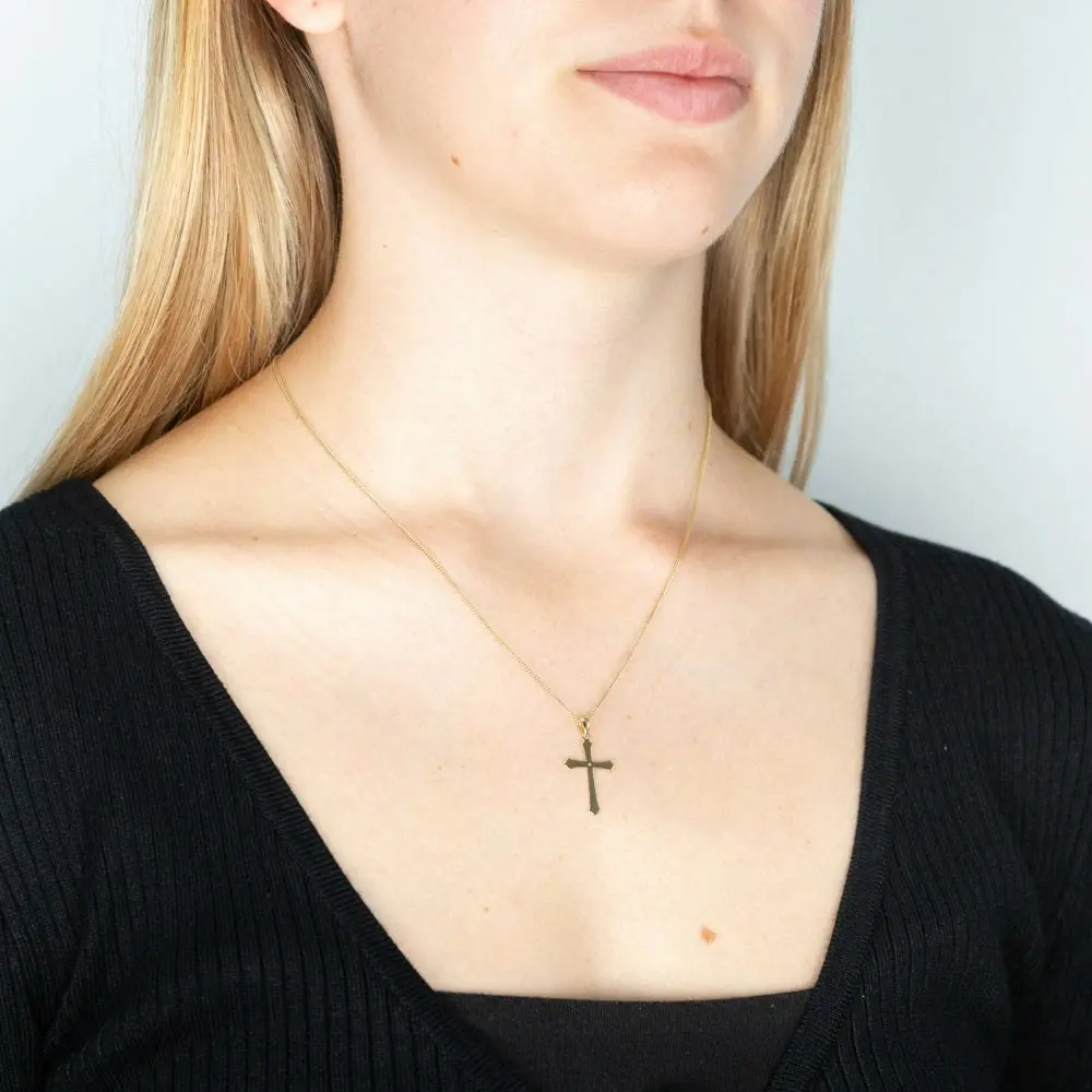 9ct Yellow Gold Diamond Cross Pendant