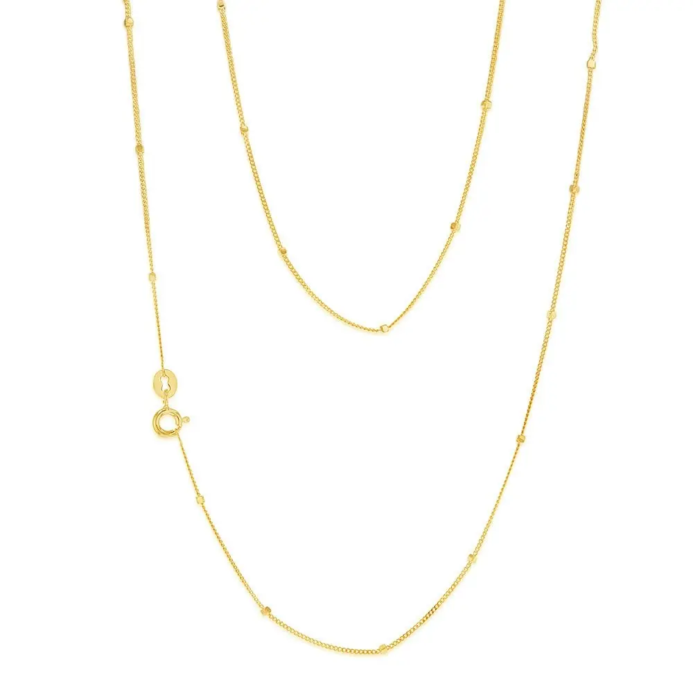 9ct Yellow Gold Curb With Diamond Cut Dices 45cm Chain