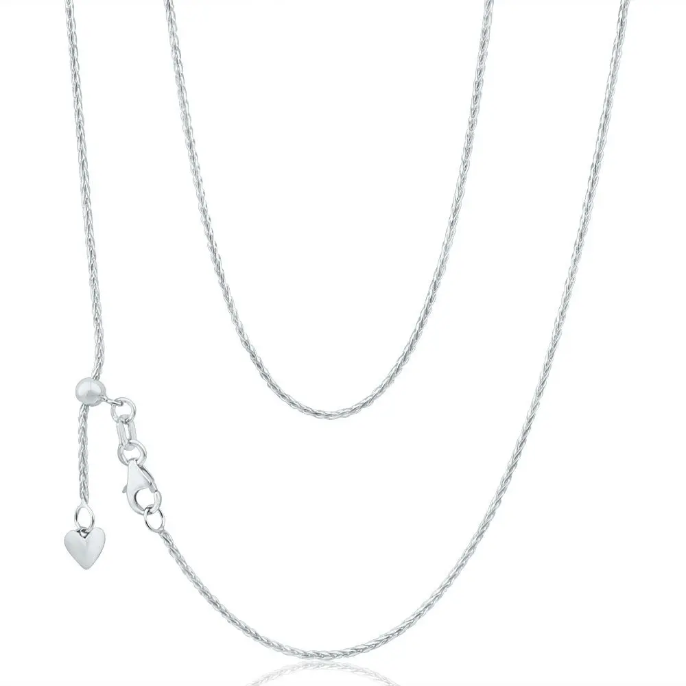 9ct Alluring White Gold Wheat Chain