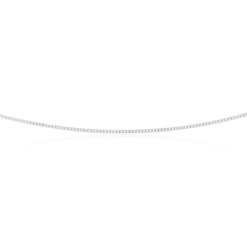 9ct White Solid Gold Diamond Cut Curb 50cm Chain