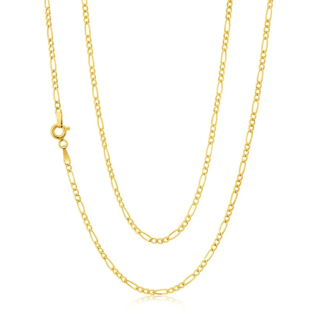 9ct Yellow Gold 3:1 Figaro 45cm Chain 50Gauge