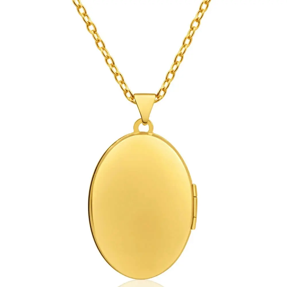 9ct Yellow Gold Oval Scroll Pattern Locket 26x18mm