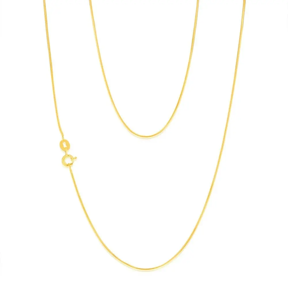 9ct Yellow Gold Fancy 25 Gauge 45cm Snake Chain