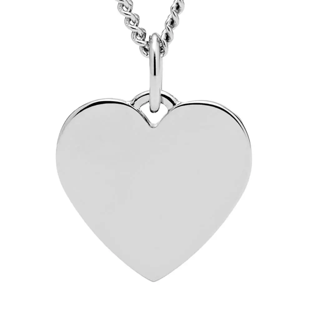 Fossil Silver Plated Stainless Steel Drew Heart Pendant with Chain