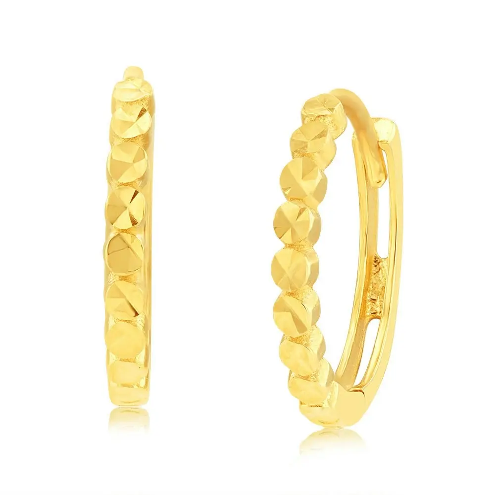 9ct Yellow Gold Hoop Patterned Earrings