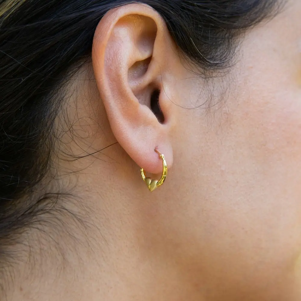 9ct Yellow Gold Silverfilled Heart On 9mm Hoop