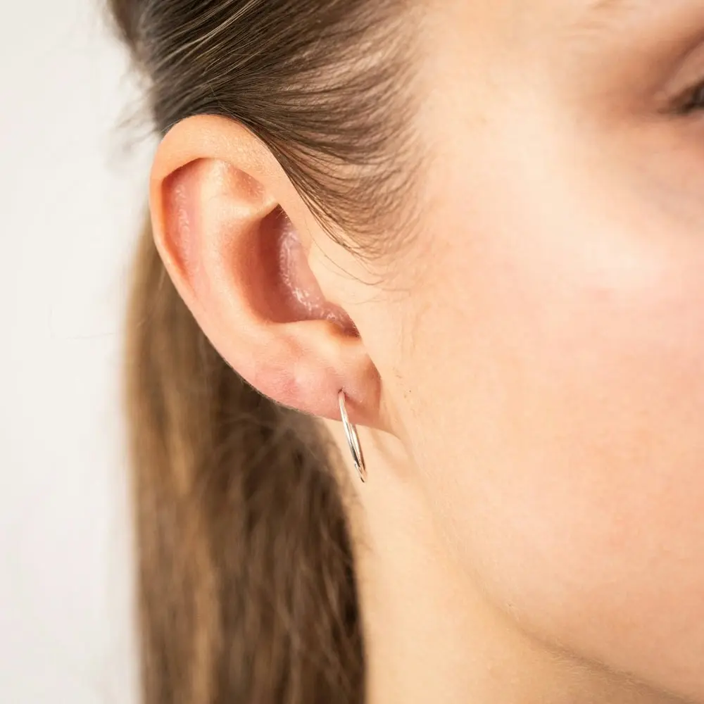 Sterling Silver Plain 15mm Sleeper Earrings