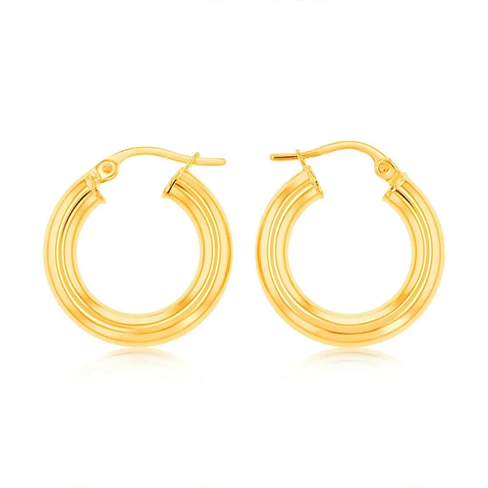 9ct Yellow Gold 10mm Hoop Earrings 9Y