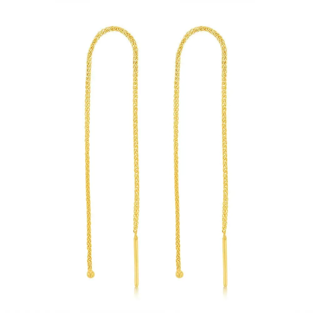 9ct Yellow Gold Chain Threader Drop Earrings