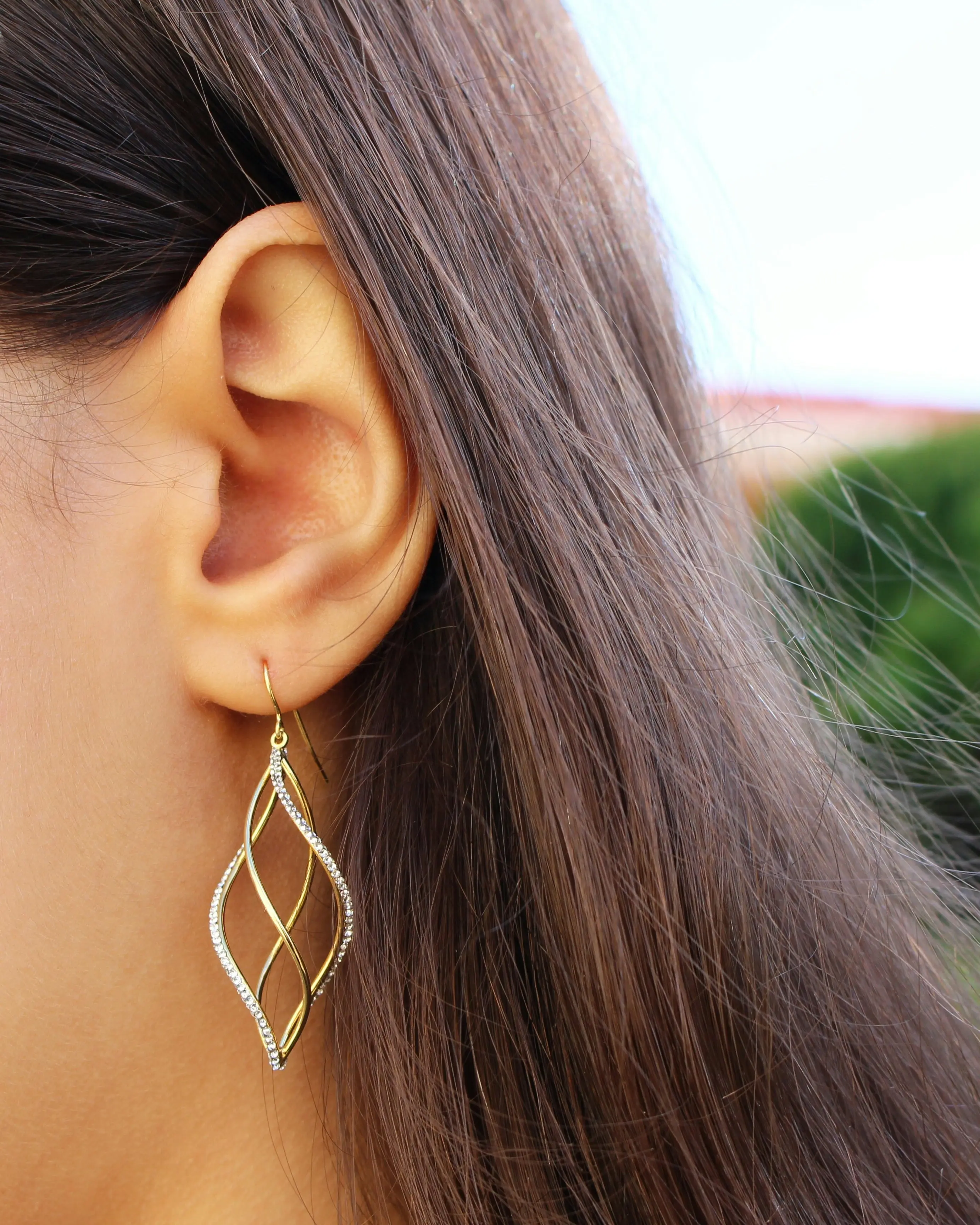 9ct Yellow Gold Silver Filled Twisted Drop Earrings