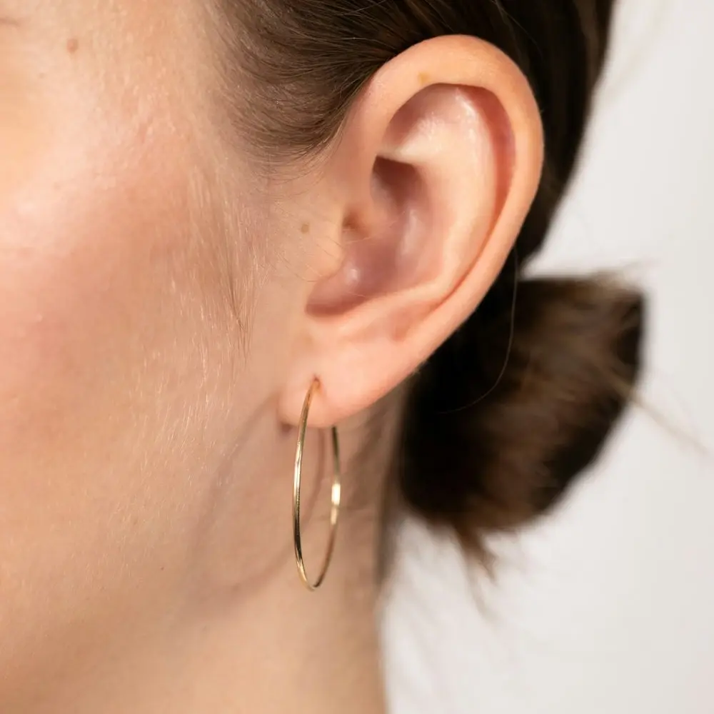 9ct Yellow Gold Plain 25mm Sleeper Earrings