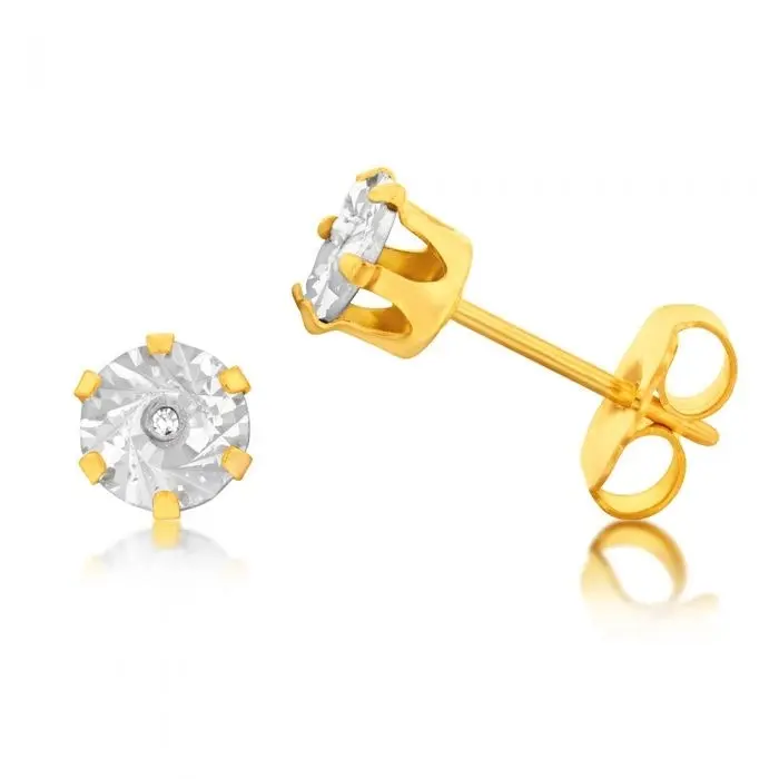 Gift Boxed Hypo Allergenic Gold Plated Diamond Studs