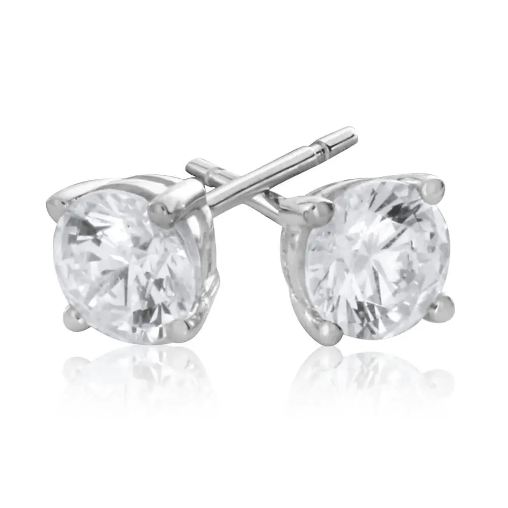 9ct White Gold Cubic Zirconia 5mm Stud Earrings