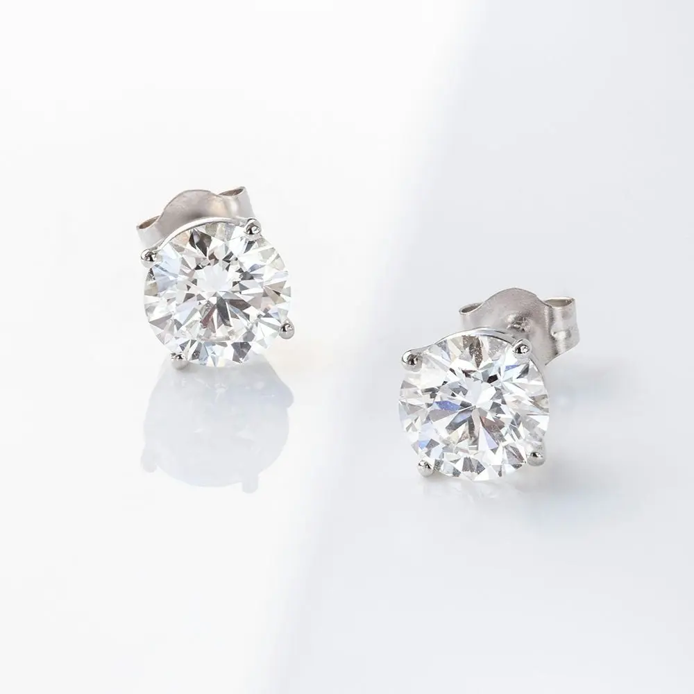 Luminesce Lab Grown Diamond 2 Carat Solitaire Stud Earrings in 14ct White Gold