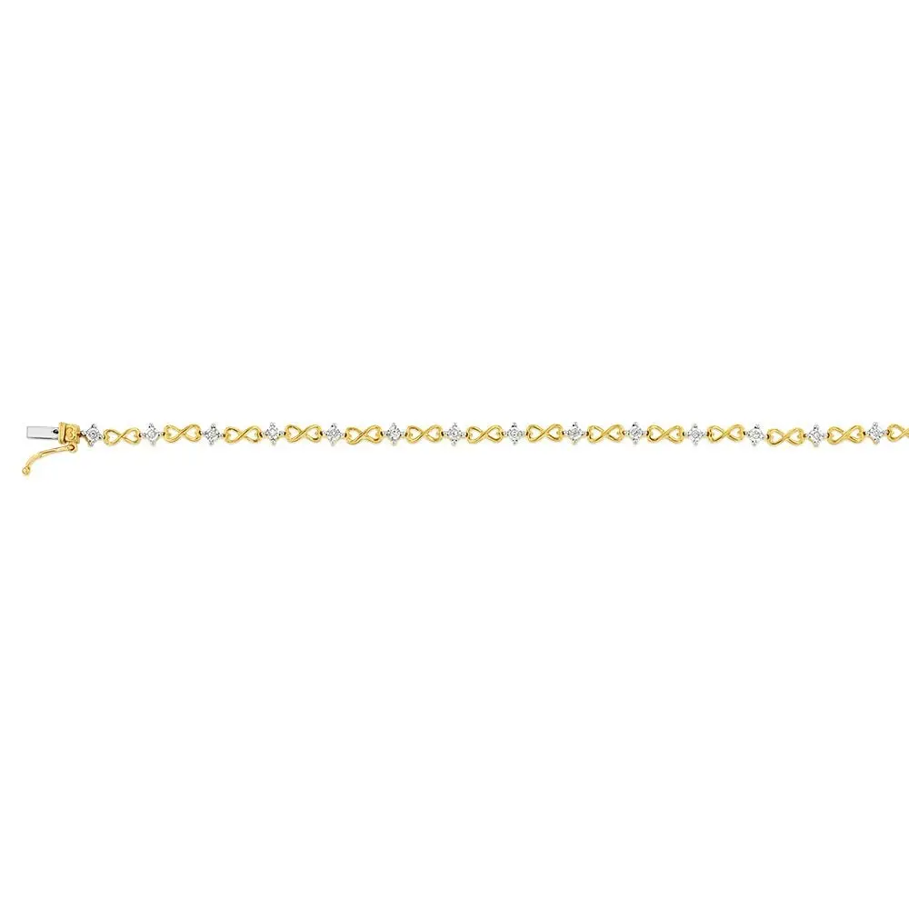 Luminesce Lab Grown Diamond infinity Bracelet in 9ct Yellow Gold