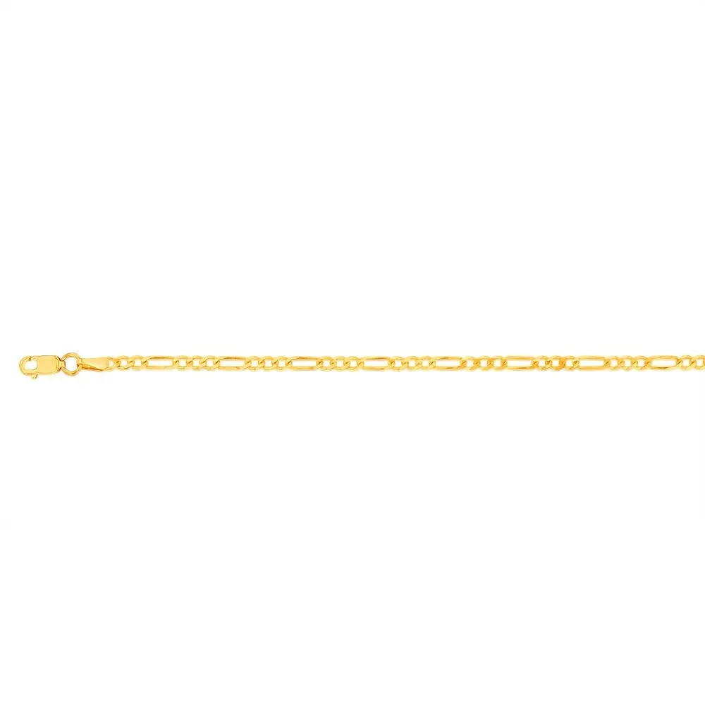 9ct Yellow Gold Fancy 70 Gauge 19cm Figaro 1:3 Bracelet