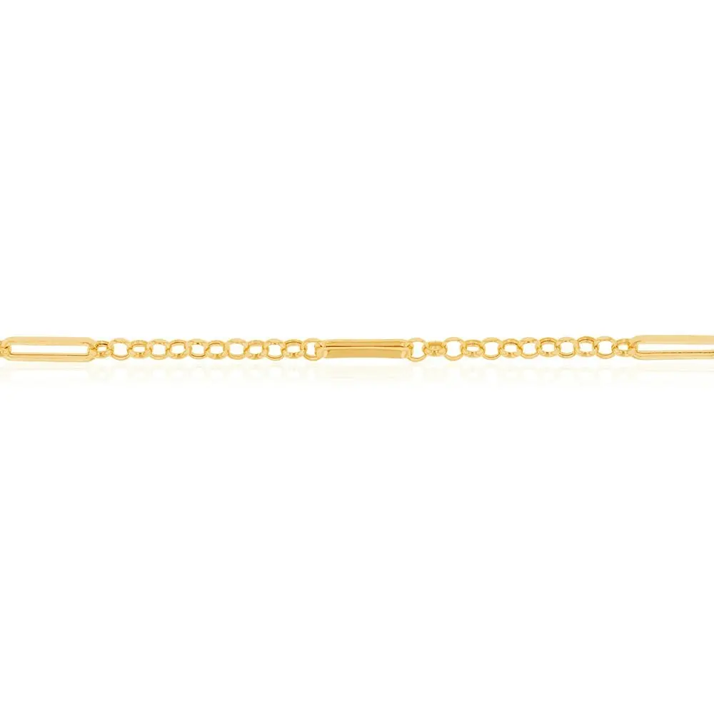 9ct Yellow Gold Silverfilled Belcher 19cm Bracelet