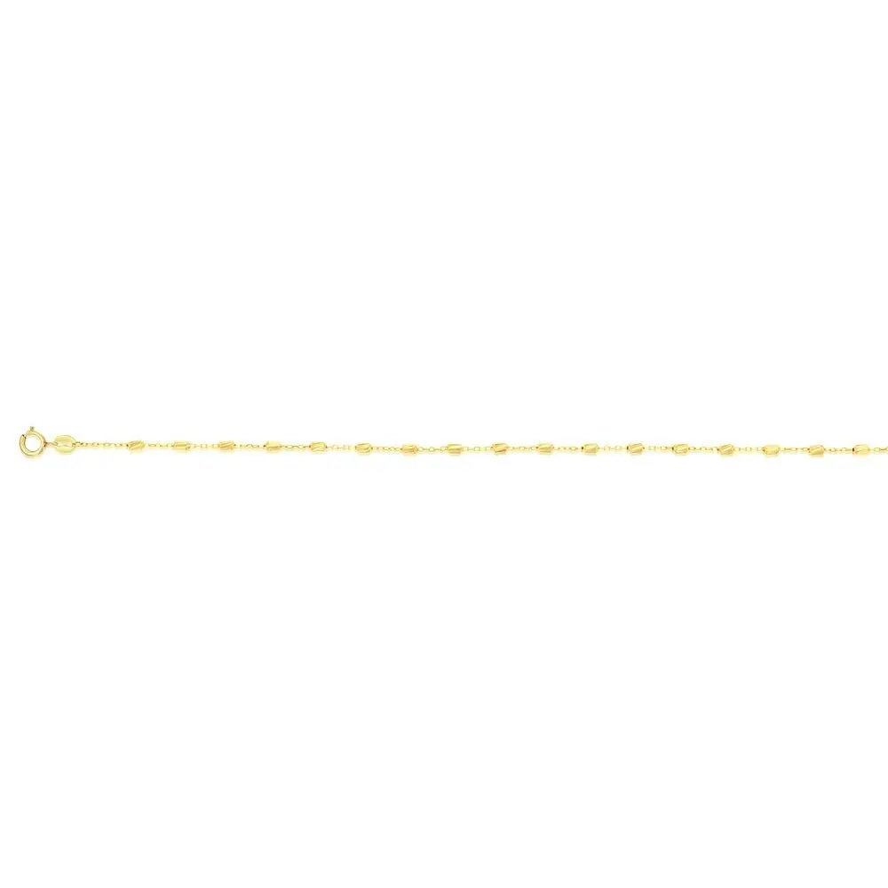 9ct Yellow Gold Diamond Cut Fancy 27cm Anklet