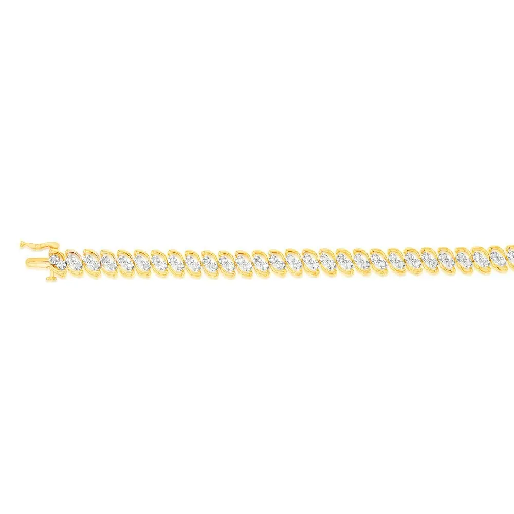 2 Carat Diamond Bracelet in Gold Plated Silver