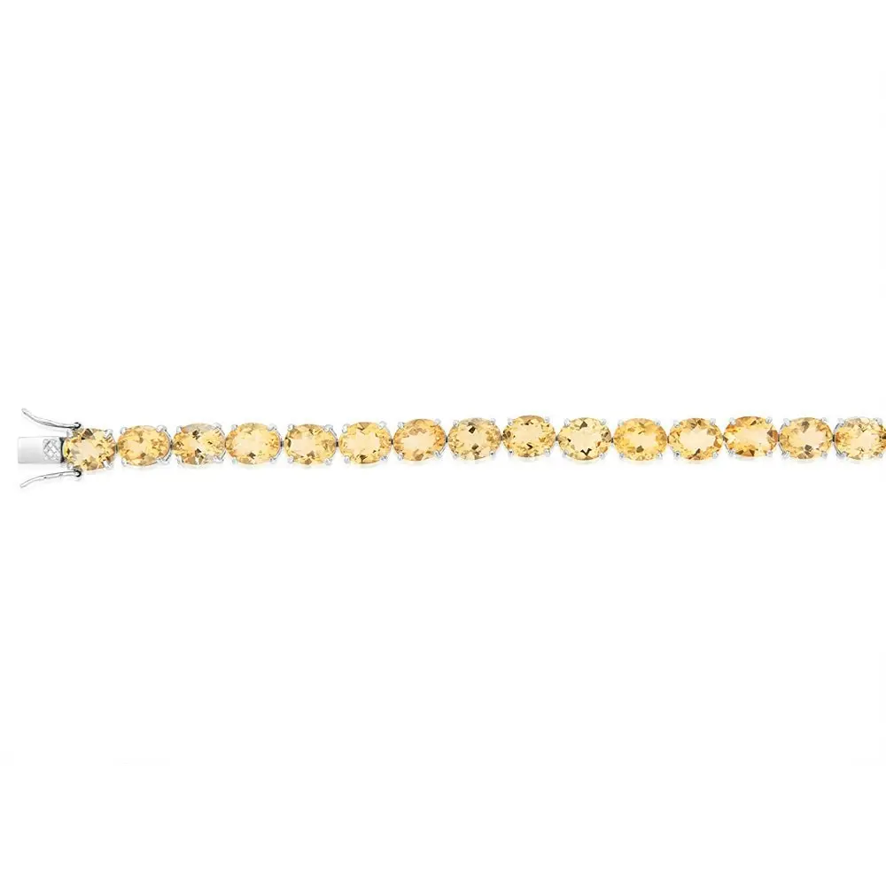 40 Carat Citrine Tennis Bracelet Set in Sterling Silver