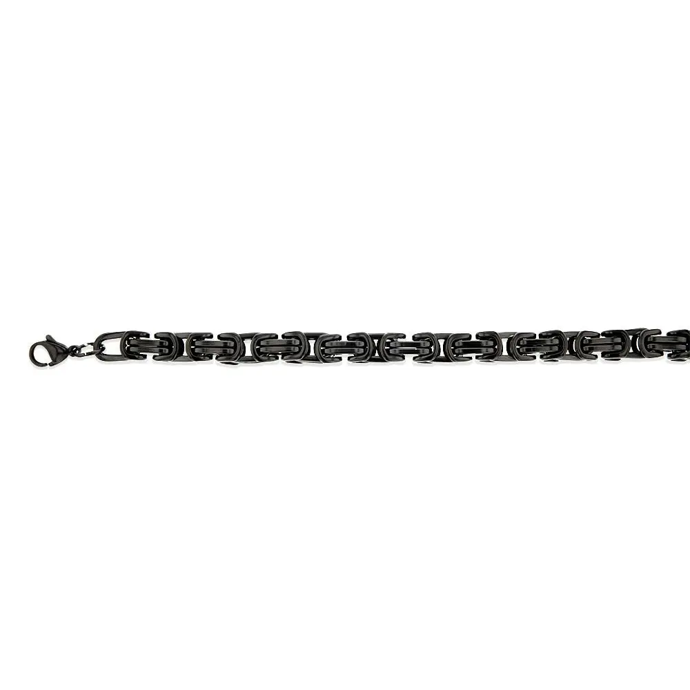 Stainless Steel Black Fancy Link 20.3cm Bracelet