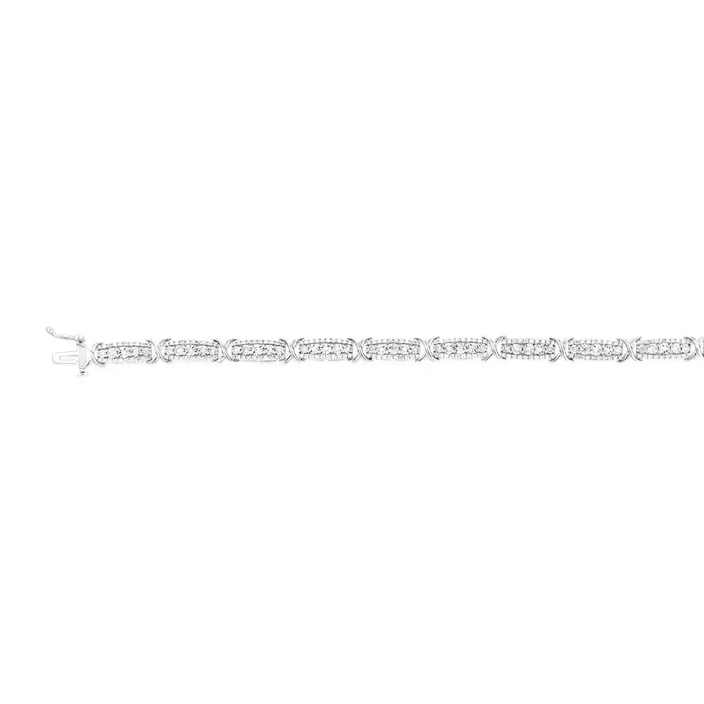 0.95 Carat Diamond Fancy Bracelet in Sterling Silver