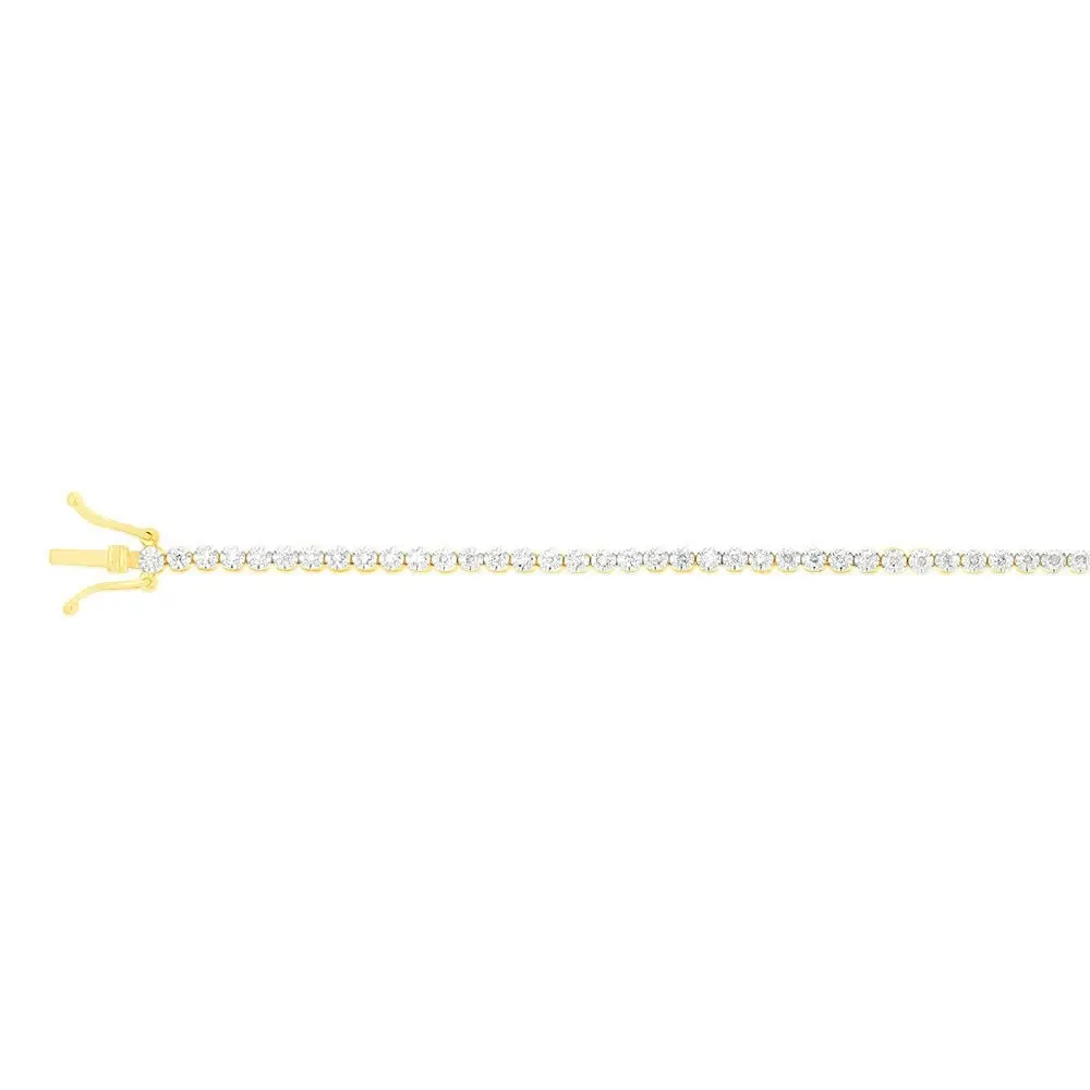 9ct Yellow Gold 1 Carat Natural Diamond 18cm Bracelet