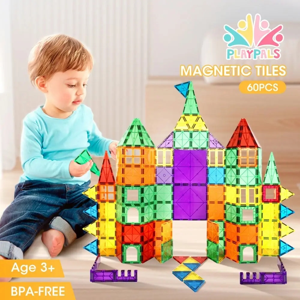 Playpals 60PCS Kids Magnetic Tiles Blocks Building Educational Toys Child Gift