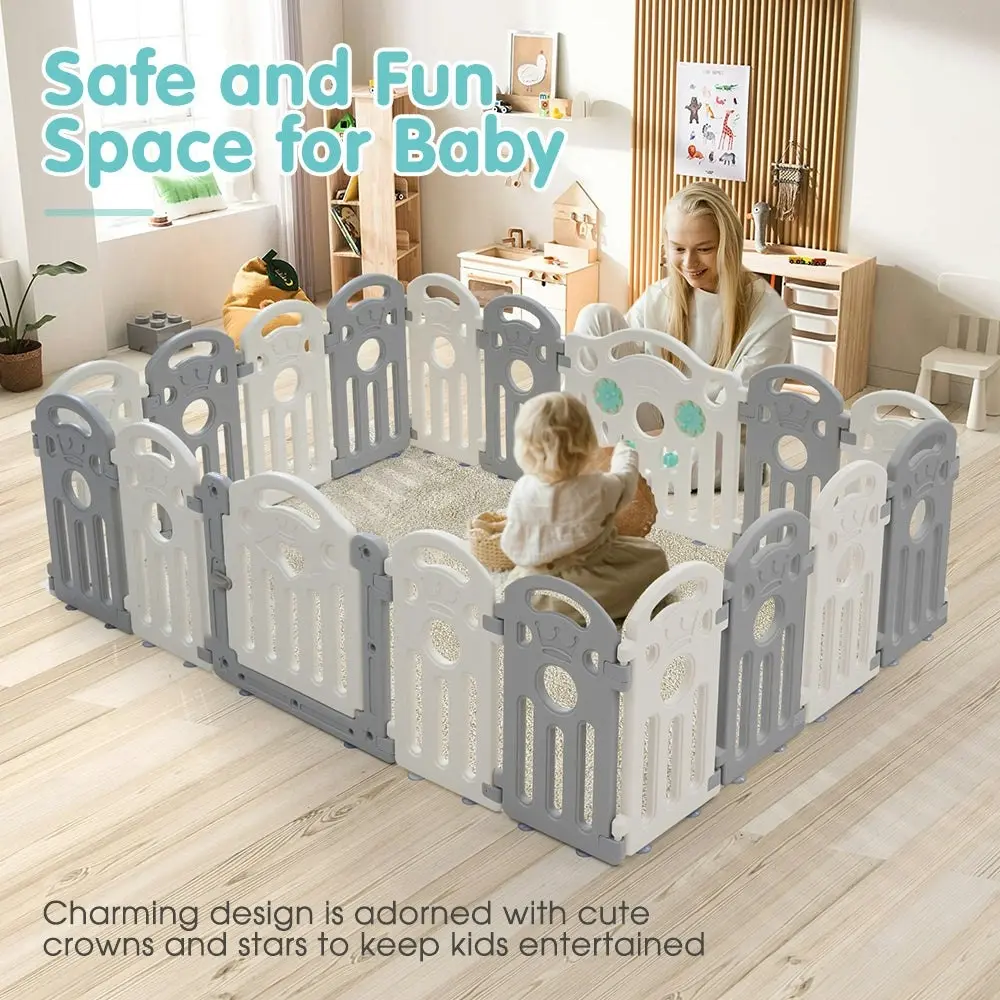 Playpals Kids Playpen Baby Safety Gate Toddler Fence Child Play Game 22 Panels