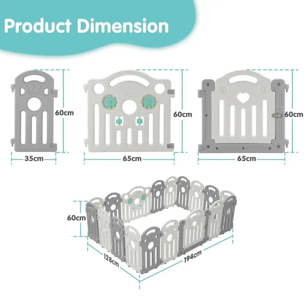 Playpals Kids Playpen Baby Safety Gate Toddler Fence Child Play Game 18 Panels