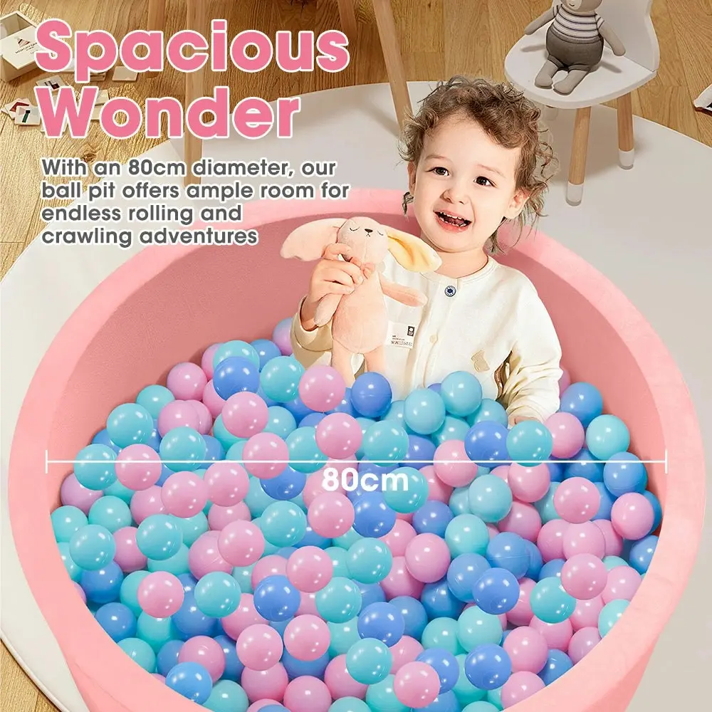 Playpals Foam Ball Pit Soft Round Ball Pool Playpen Fence with 200 Balls Pink