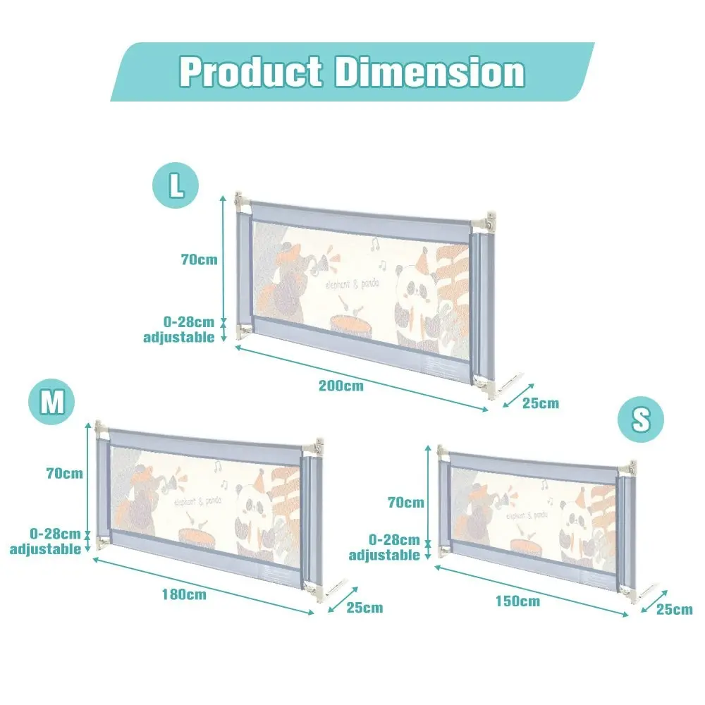 Playpals Baby Bed Rail S/M/L Height Adjustable Kids Safety Toddler Protect