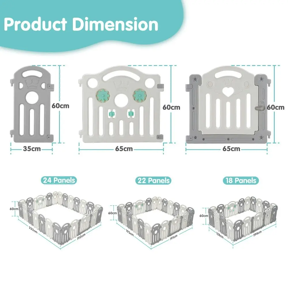 Playpals Kids Playpen Baby Safety Gate Toddler Fence Child Play 18/22/24 Panels