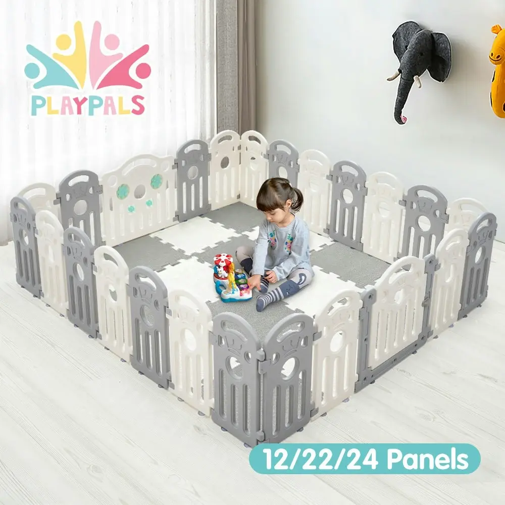 Playpals Kids Playpen Baby Safety Gate Toddler Fence Child Play 18/22/24 Panels