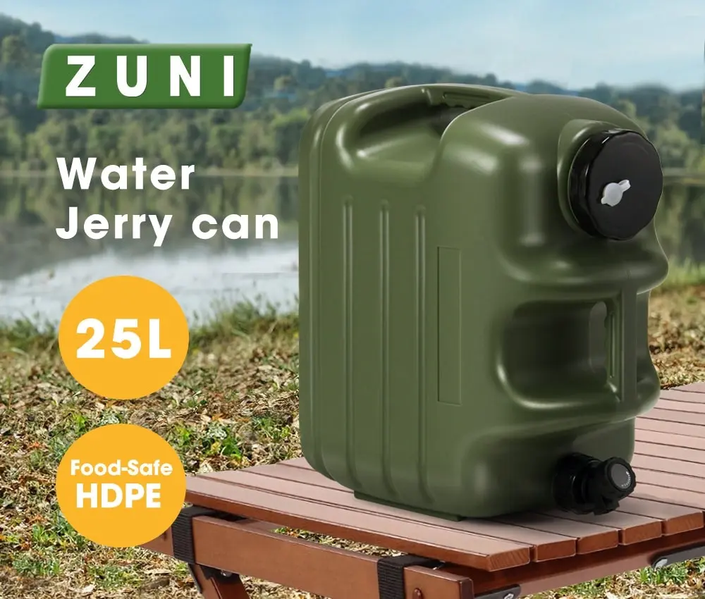 ZUNI Water Container Jerry Can Bucket Camping Outdoor Storage Barrel 25L Green