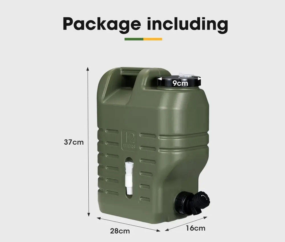 ZUNI Water Container Jerry Can Bucket Camping Outdoor Storage Barrel 12L Green