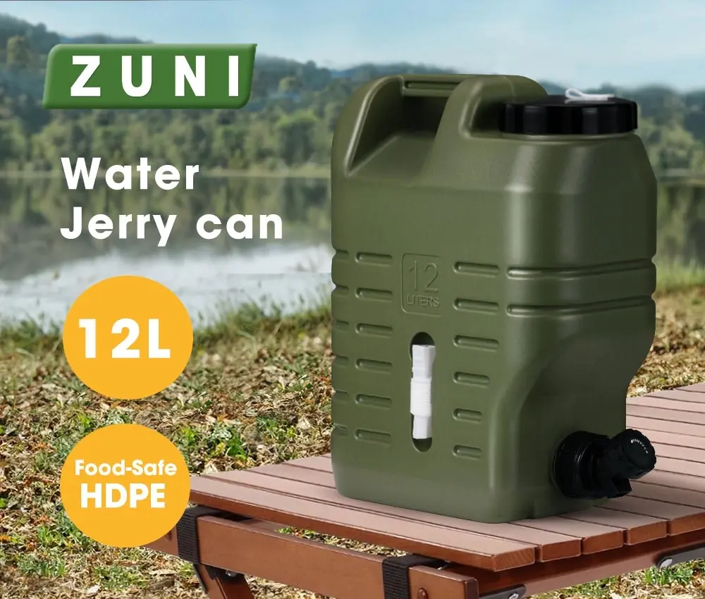 ZUNI Water Container Jerry Can Bucket Camping Outdoor Storage Barrel 12L Green